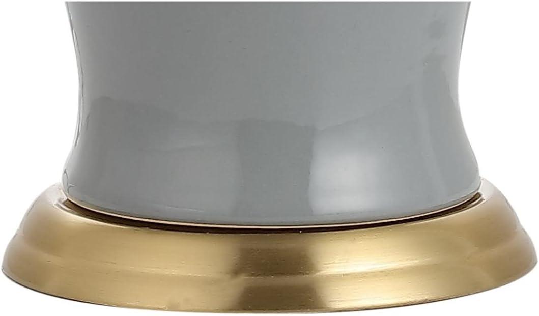 image:imageJONATHAN Y JYL4026H 29 Traditional Yellow and Gold Ceramic Urn Table Lamp for Living Room Classic Vintage Bedside Nightstand Lamp for Bedroom White Linen Drum Shade LED Bulb IncludedGray