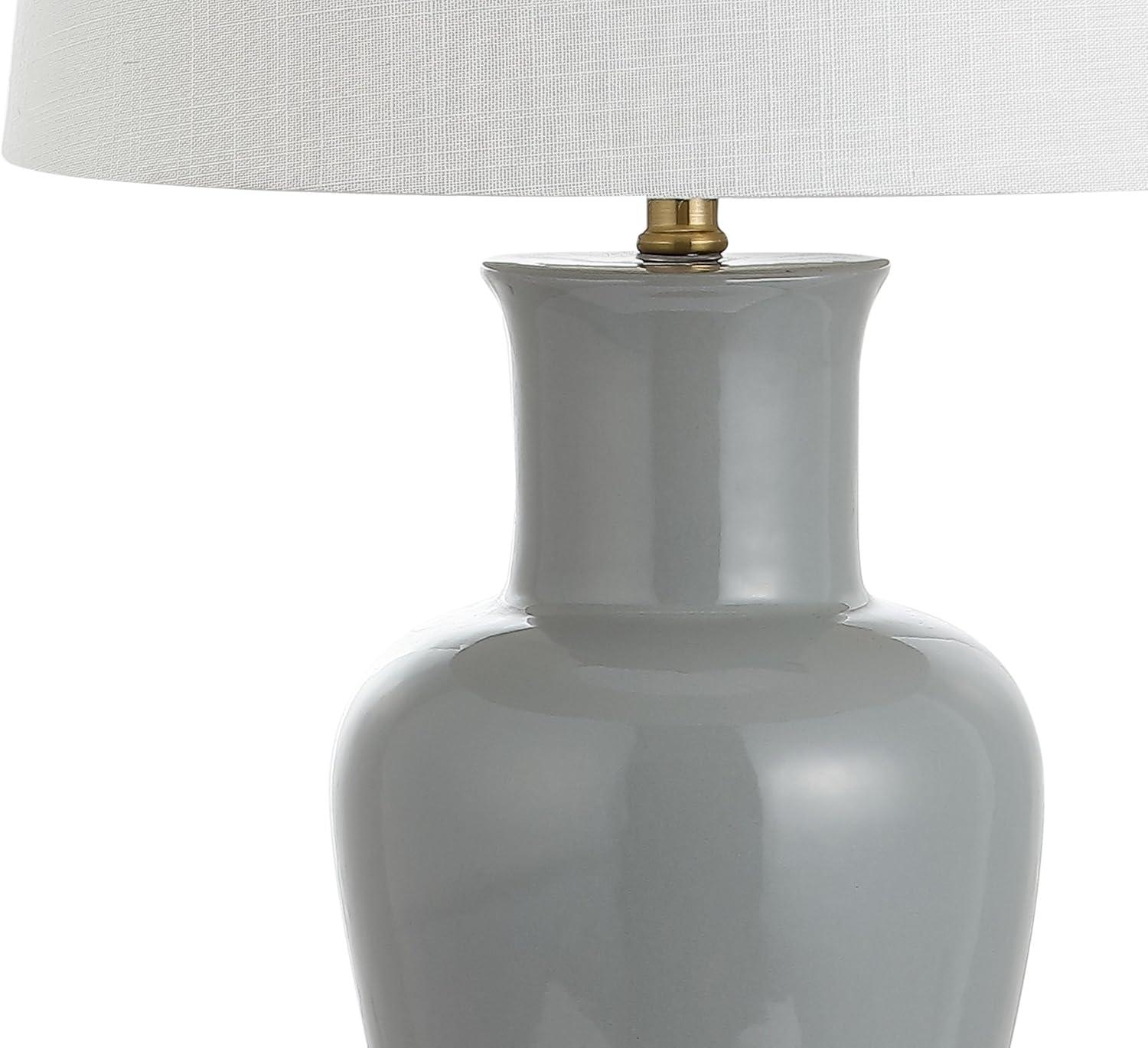image:imageJONATHAN Y JYL4026H 29 Traditional Yellow and Gold Ceramic Urn Table Lamp for Living Room Classic Vintage Bedside Nightstand Lamp for Bedroom White Linen Drum Shade LED Bulb IncludedGray