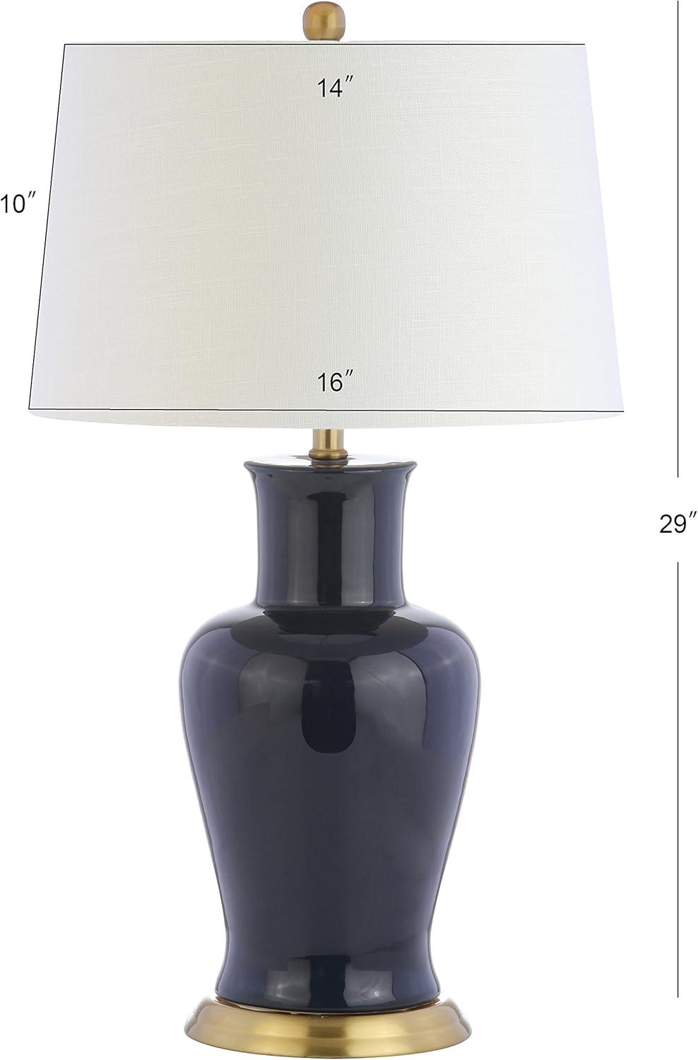 image:imageJONATHAN Y JYL4026H 29 Traditional Yellow and Gold Ceramic Urn Table Lamp for Living Room Classic Vintage Bedside Nightstand Lamp for Bedroom White Linen Drum Shade LED Bulb IncludedNavy