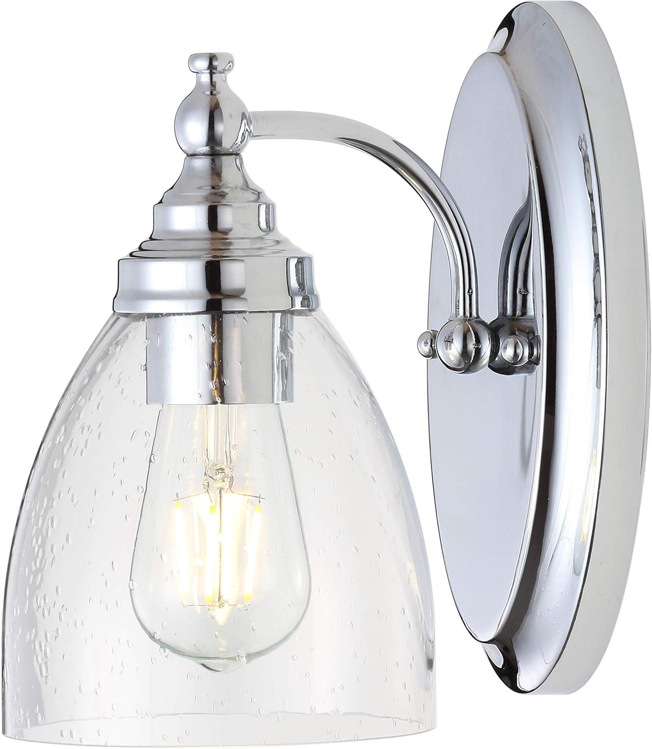 image:imageJONATHAN Y JYL7469A Oil Rubbed Bronze Vanity Light Traditional 9 Wall Sconce with Clear Seeded Glass Shade Hardwired Bathroom Light Fixture for Mirror Powder Room Hallway E26 BaseChrome