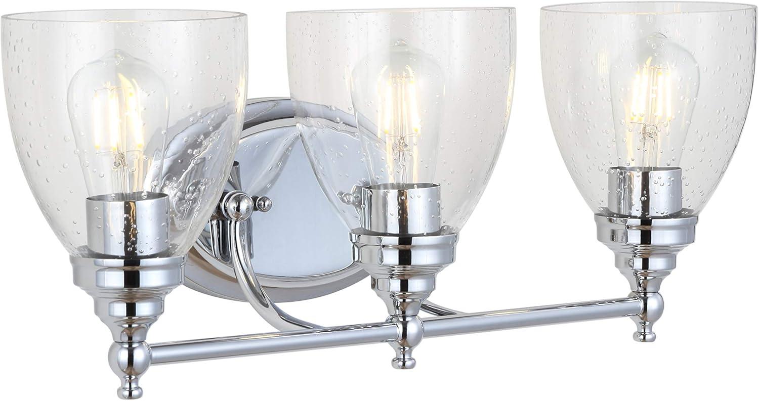 image:imageJONATHAN Y JYL7469A Oil Rubbed Bronze Vanity Light Traditional 9 Wall Sconce with Clear Seeded Glass Shade Hardwired Bathroom Light Fixture for Mirror Powder Room Hallway E26 BaseChrome