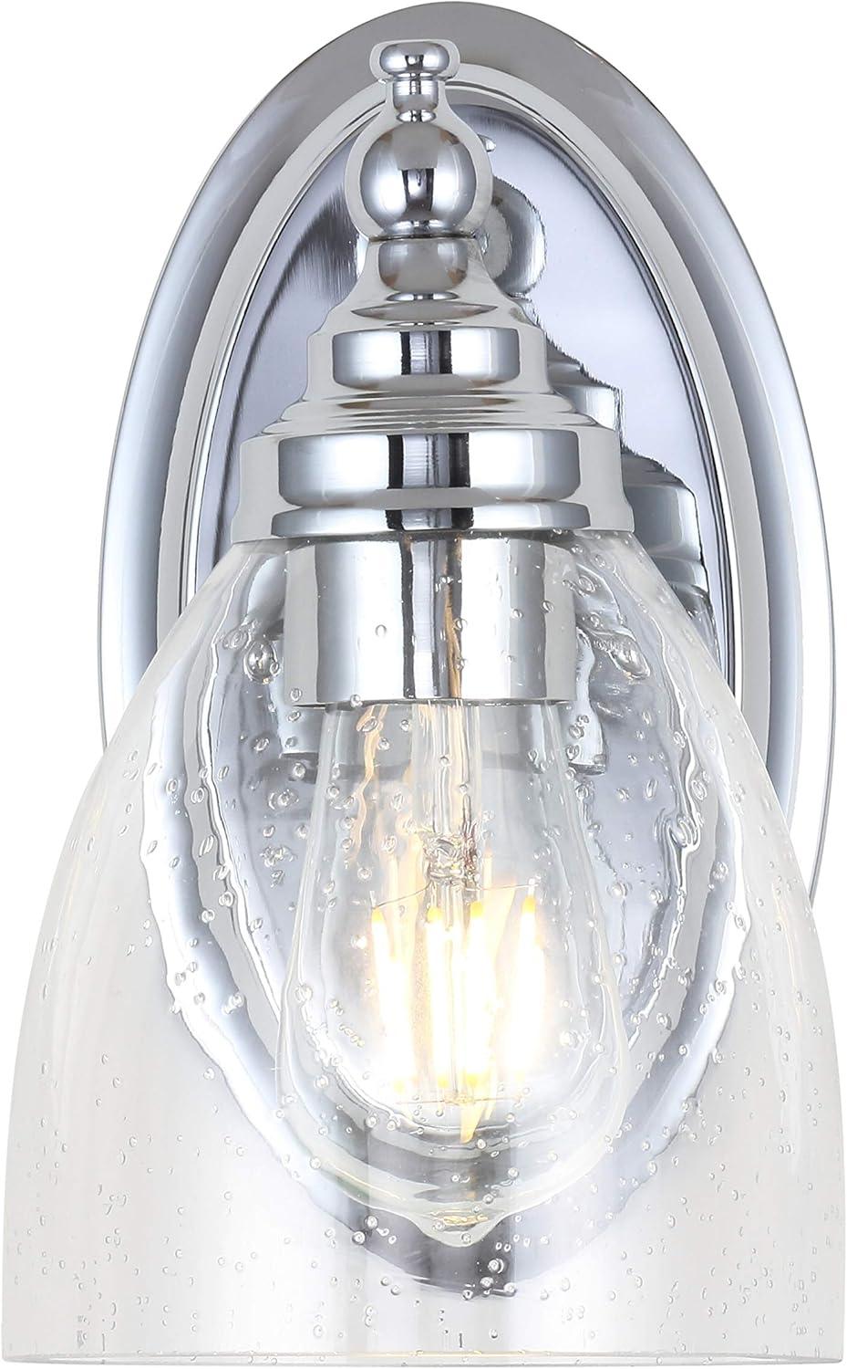 image:imageJONATHAN Y JYL7469A Oil Rubbed Bronze Vanity Light Traditional 9 Wall Sconce with Clear Seeded Glass Shade Hardwired Bathroom Light Fixture for Mirror Powder Room Hallway E26 BaseChrome