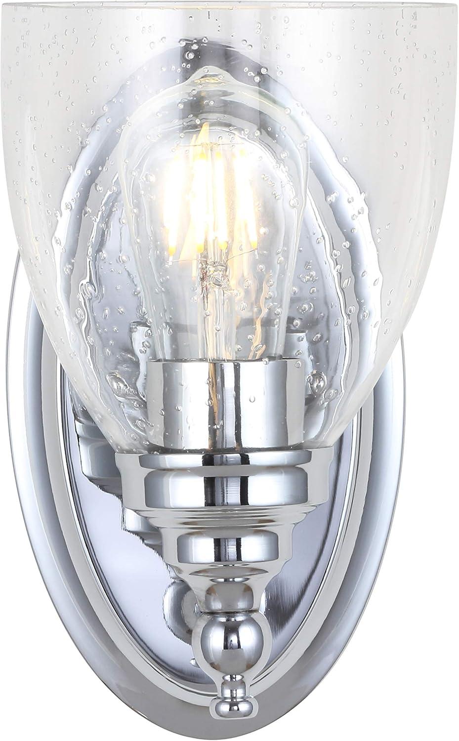 image:imageJONATHAN Y JYL7469A Oil Rubbed Bronze Vanity Light Traditional 9 Wall Sconce with Clear Seeded Glass Shade Hardwired Bathroom Light Fixture for Mirror Powder Room Hallway E26 BaseChrome