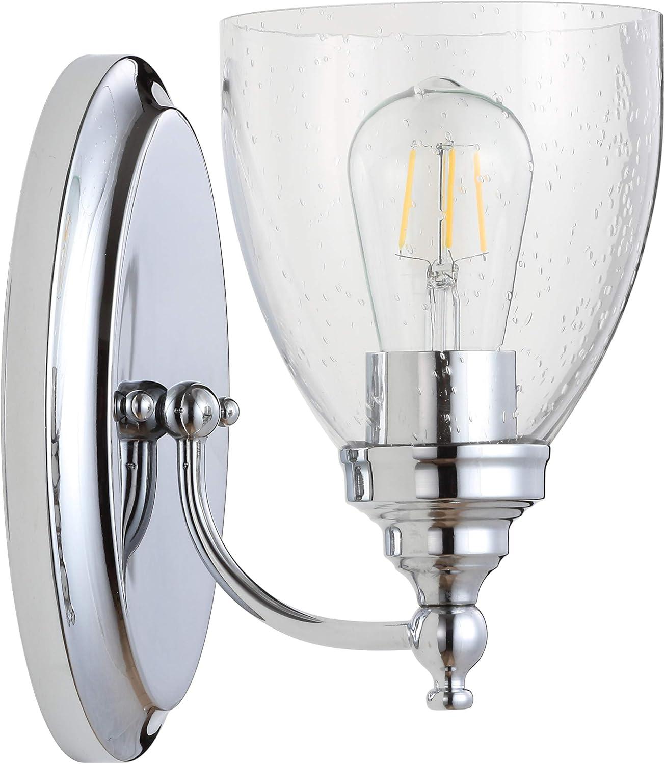 image:imageJONATHAN Y JYL7469A Oil Rubbed Bronze Vanity Light Traditional 9 Wall Sconce with Clear Seeded Glass Shade Hardwired Bathroom Light Fixture for Mirror Powder Room Hallway E26 BaseChrome