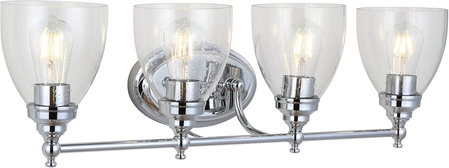image:imageJONATHAN Y JYL7469A Oil Rubbed Bronze Vanity Light Traditional 9 Wall Sconce with Clear Seeded Glass Shade Hardwired Bathroom Light Fixture for Mirror Powder Room Hallway E26 BaseChrome
