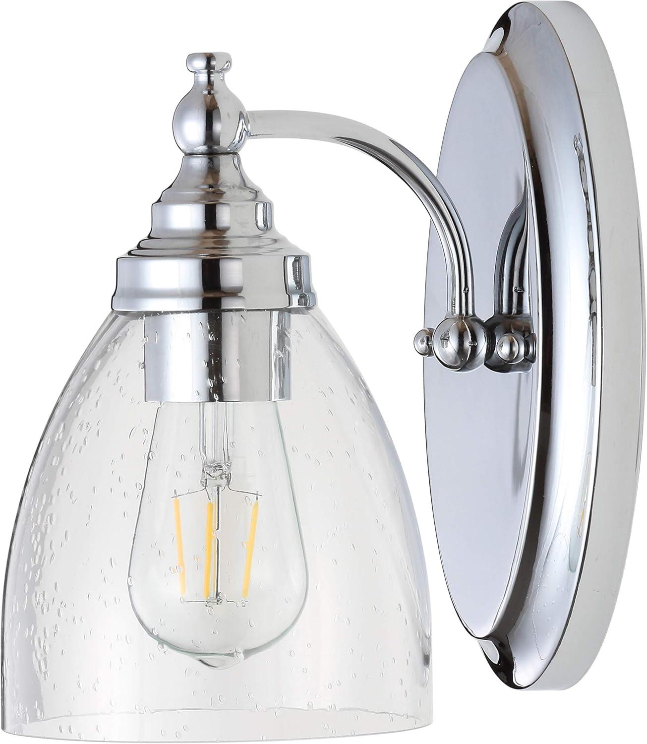 image:imageJONATHAN Y JYL7469A Oil Rubbed Bronze Vanity Light Traditional 9 Wall Sconce with Clear Seeded Glass Shade Hardwired Bathroom Light Fixture for Mirror Powder Room Hallway E26 BaseChrome