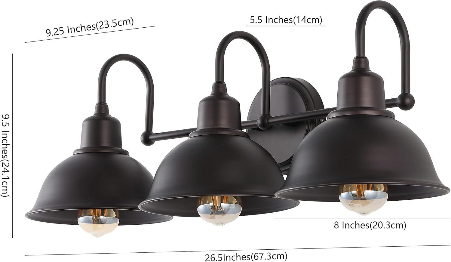 image:imageJONATHAN Y JYL7482A Frisco 18 2 Light Farmhouse Industrial Iron LED Vanity Rustic Transitional 2700K Cozy Warm Light for Bathroom Hallway Living Room Bedroom Mirror Cabinet ChromeOilRubbed Bronze