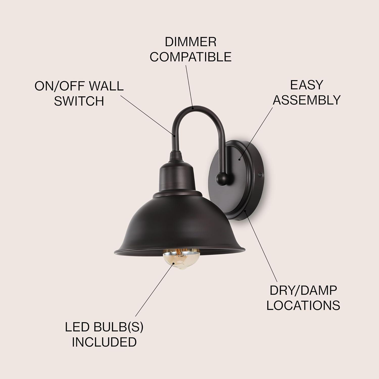 image:imageJONATHAN Y JYL7482A Frisco 18 2 Light Farmhouse Industrial Iron LED Vanity Rustic Transitional 2700K Cozy Warm Light for Bathroom Hallway Living Room Bedroom Mirror Cabinet ChromeOilRubbed Bronze