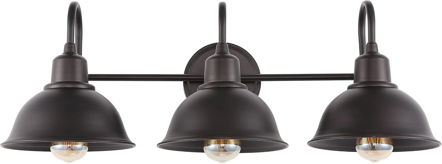 image:imageJONATHAN Y JYL7482A Frisco 18 2 Light Farmhouse Industrial Iron LED Vanity Rustic Transitional 2700K Cozy Warm Light for Bathroom Hallway Living Room Bedroom Mirror Cabinet ChromeOilRubbed Bronze