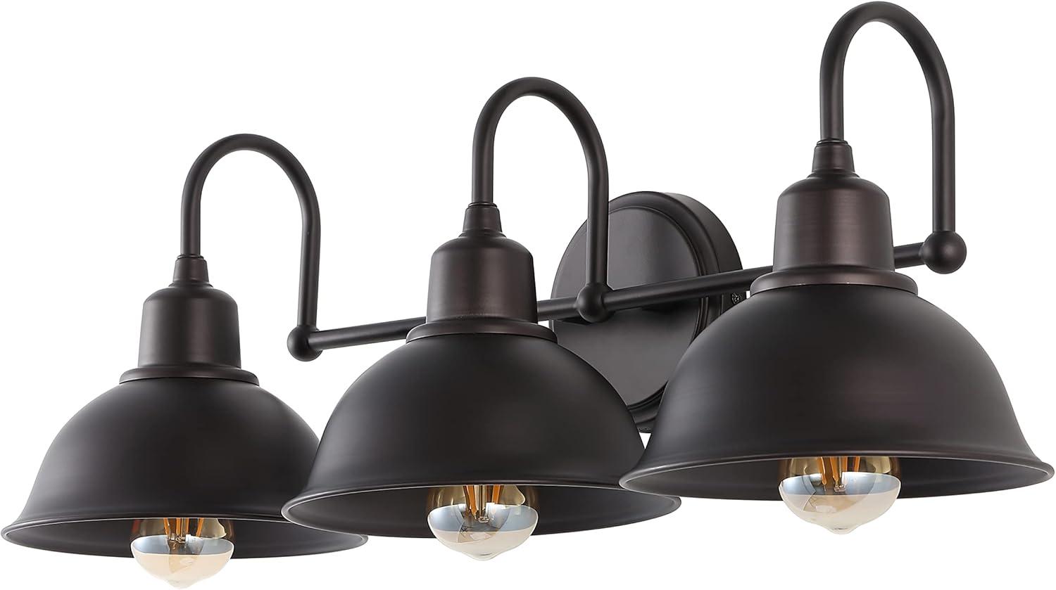 image:imageJONATHAN Y JYL7482A Frisco 18 2 Light Farmhouse Industrial Iron LED Vanity Rustic Transitional 2700K Cozy Warm Light for Bathroom Hallway Living Room Bedroom Mirror Cabinet ChromeOilRubbed Bronze