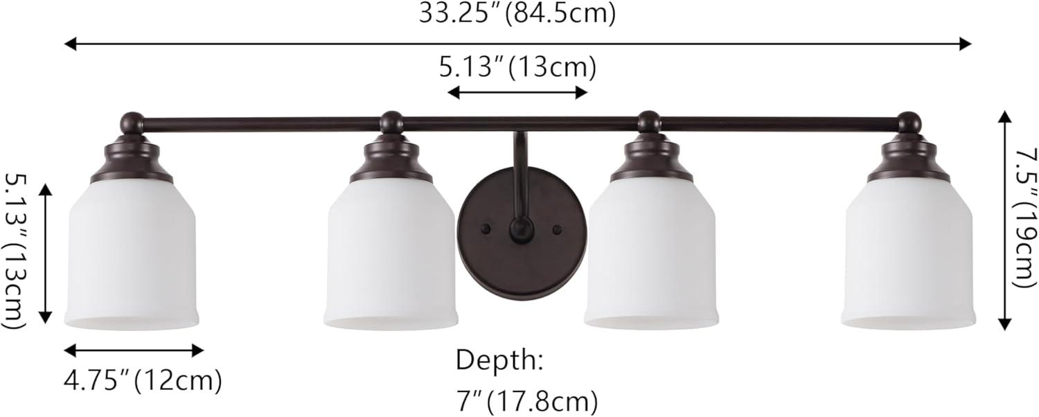image:imageJONATHAN Y JYL7550A Farmhouse 2Light Bathroom Vanity Light 14 Chrome Wall Sconce with Frosted Glass Bell Shade Dimmable Wall Mount Fixture for Powder Room Mirror Kitchen LED Bulbs IncludedOil Rubbed BronzeWhite