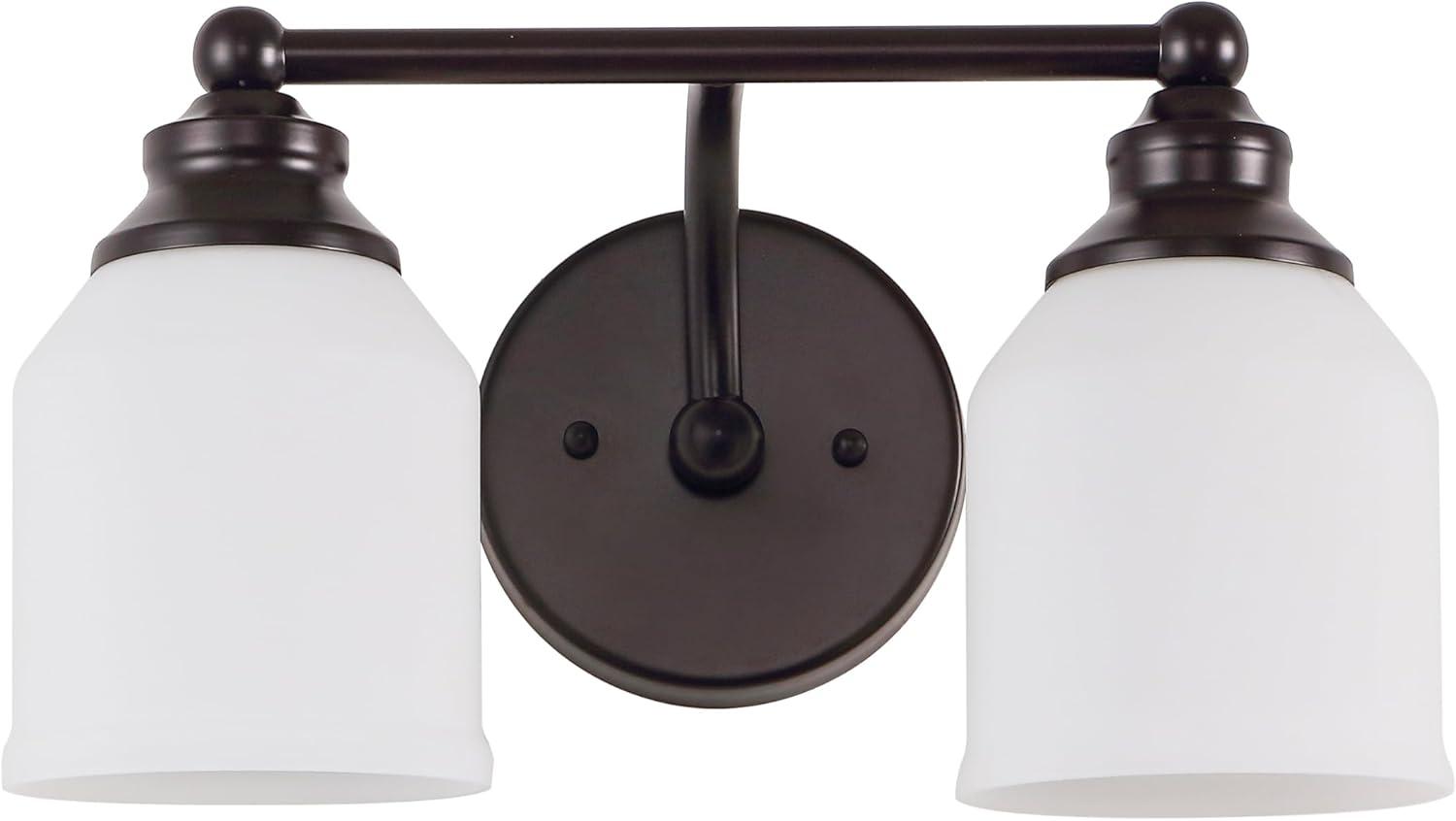 image:imageJONATHAN Y JYL7550A Farmhouse 2Light Bathroom Vanity Light 14 Chrome Wall Sconce with Frosted Glass Bell Shade Dimmable Wall Mount Fixture for Powder Room Mirror Kitchen LED Bulbs IncludedOil Rubbed BronzeWhite