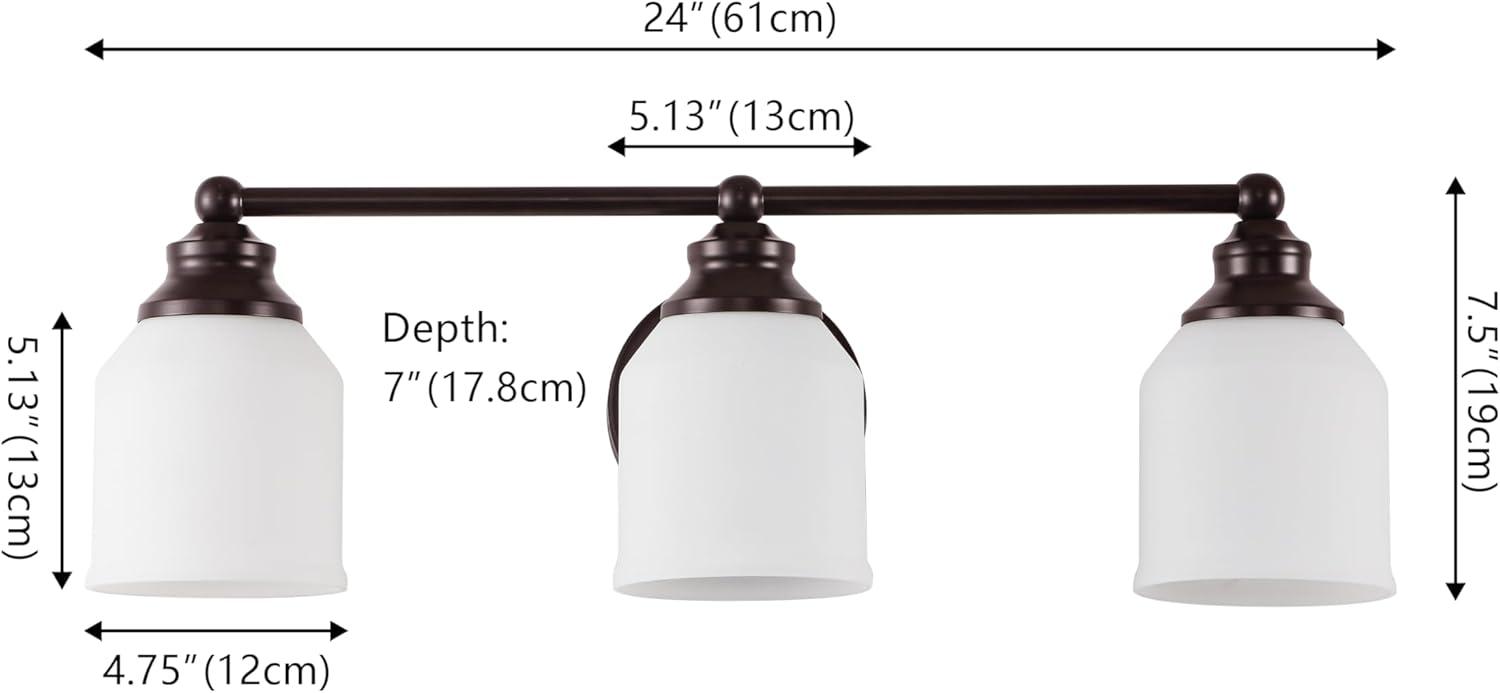 image:imageJONATHAN Y JYL7550A Farmhouse 2Light Bathroom Vanity Light 14 Chrome Wall Sconce with Frosted Glass Bell Shade Dimmable Wall Mount Fixture for Powder Room Mirror Kitchen LED Bulbs IncludedOil Rubbed BronzeWhite
