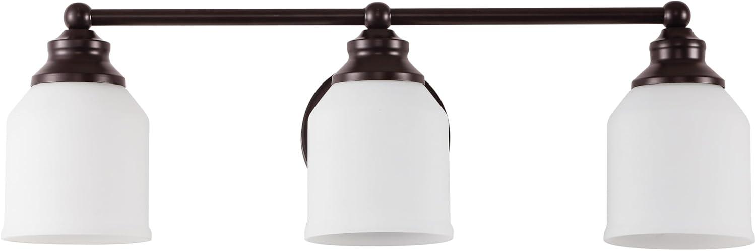 image:imageJONATHAN Y JYL7550A Farmhouse 2Light Bathroom Vanity Light 14 Chrome Wall Sconce with Frosted Glass Bell Shade Dimmable Wall Mount Fixture for Powder Room Mirror Kitchen LED Bulbs IncludedOil Rubbed BronzeWhite