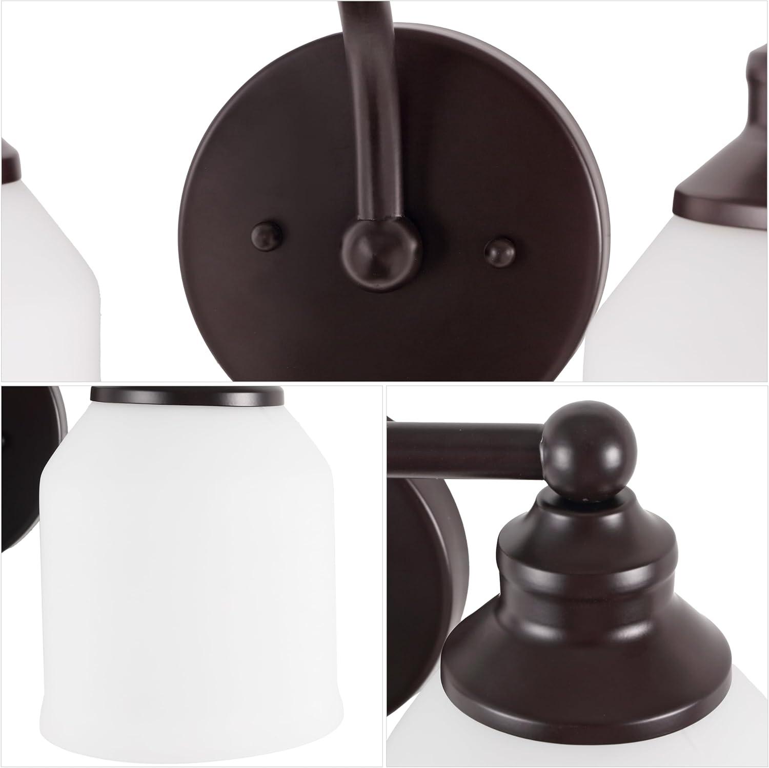 image:imageJONATHAN Y JYL7550A Farmhouse 2Light Bathroom Vanity Light 14 Chrome Wall Sconce with Frosted Glass Bell Shade Dimmable Wall Mount Fixture for Powder Room Mirror Kitchen LED Bulbs IncludedOil Rubbed BronzeWhite