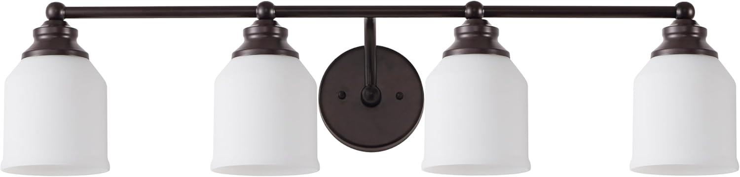 image:imageJONATHAN Y JYL7550A Farmhouse 2Light Bathroom Vanity Light 14 Chrome Wall Sconce with Frosted Glass Bell Shade Dimmable Wall Mount Fixture for Powder Room Mirror Kitchen LED Bulbs IncludedOil Rubbed BronzeWhite