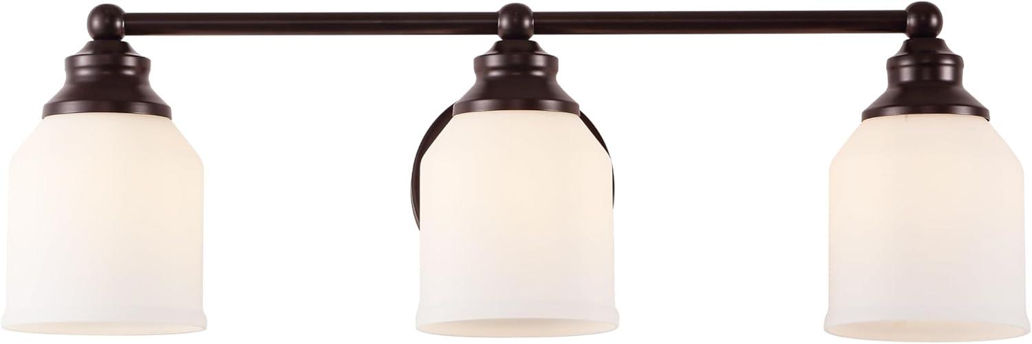 image:imageJONATHAN Y JYL7550A Farmhouse 2Light Bathroom Vanity Light 14 Chrome Wall Sconce with Frosted Glass Bell Shade Dimmable Wall Mount Fixture for Powder Room Mirror Kitchen LED Bulbs IncludedOil Rubbed BronzeWhite