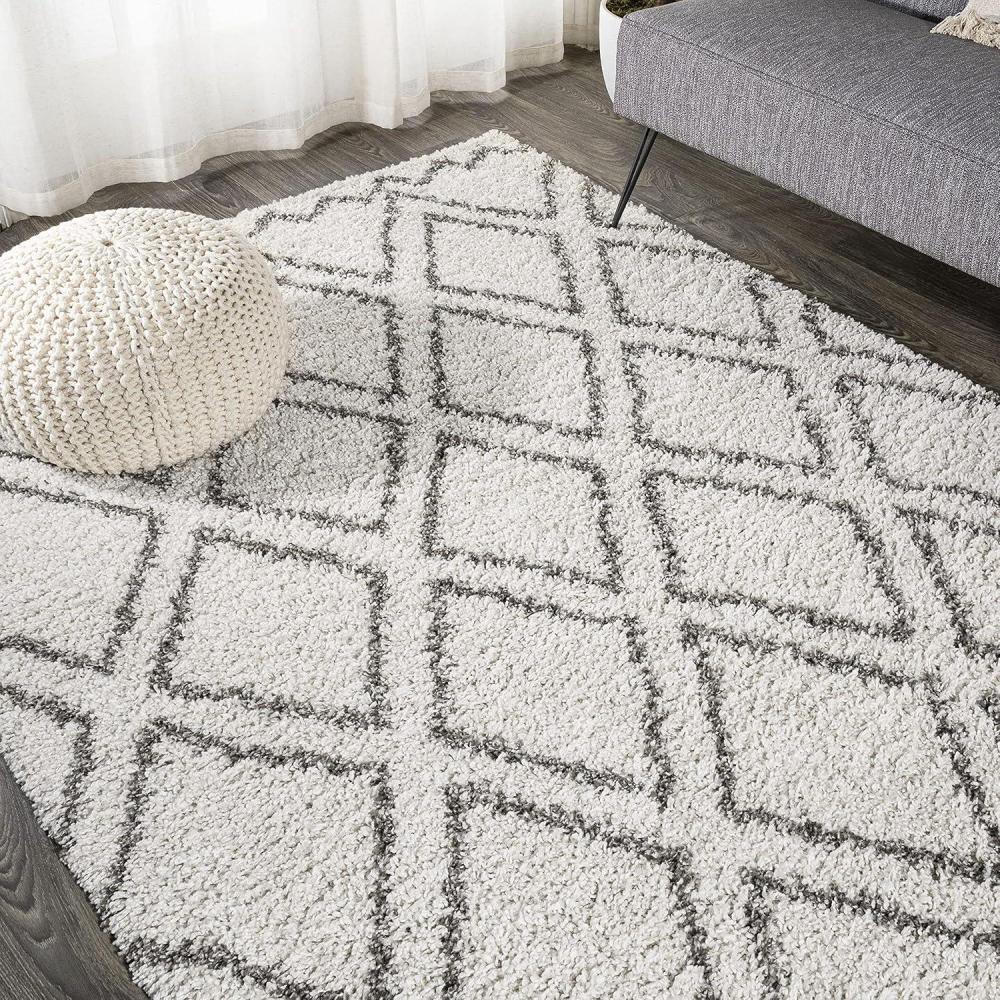 image:imageJONATHAN Y Diamond Trellis Shag BeigeDark Gray Indoor Area Rug 3X5 ft Soller for Living Room Bedroom Kitchen Office EasyCleaning High Traffic PetFriendly NonShedding SHG103A353 x 77 Rectangular