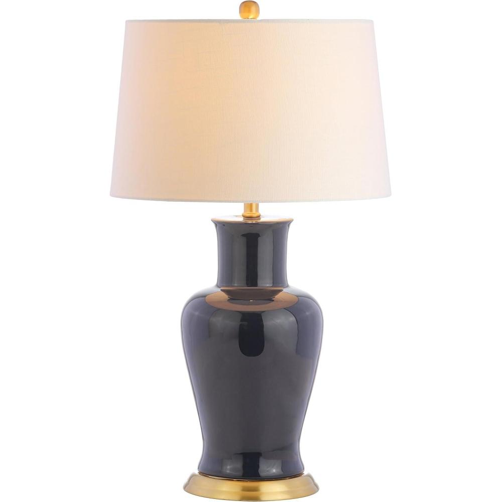 image:imageJONATHAN Y JYL4026H 29 Traditional Yellow and Gold Ceramic Urn Table Lamp for Living Room Classic Vintage Bedside Nightstand Lamp for Bedroom White Linen Drum Shade LED Bulb IncludedNavy