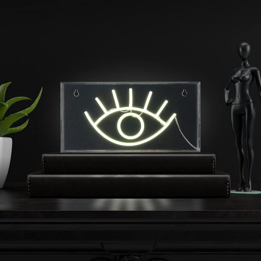 image:imageJONATHAN Y NEN1001A Eye 118 Contemporary Glam Acrylic Box USB Operated LED Neon Light Yellow Plug in Wall Light for Bedroom Wall Dcor Kids Bedroom Party Supplier
