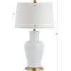 JONATHAN Y JYL4026H 29″ Traditional Yellow and Gold Ceramic Urn Table Lamp for Living Room, Classic Vintage Bedside Nightstand Lamp for Bedroom, White Linen Drum Shade, LED Bulb Included(White/Gold)