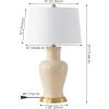 JONATHAN Y JYL4026H 29″ Traditional Yellow and Gold Ceramic Urn Table Lamp for Living Room, Classic Vintage Bedside Nightstand Lamp for Bedroom, White Linen Drum Shade, LED Bulb Included(Almond)