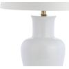 JONATHAN Y JYL4026H 29″ Traditional Yellow and Gold Ceramic Urn Table Lamp for Living Room, Classic Vintage Bedside Nightstand Lamp for Bedroom, White Linen Drum Shade, LED Bulb Included(White/Gold)
