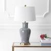 JONATHAN Y JYL4026H 29″ Traditional Yellow and Gold Ceramic Urn Table Lamp for Living Room, Classic Vintage Bedside Nightstand Lamp for Bedroom, White Linen Drum Shade, LED Bulb Included(Gray)
