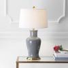 JONATHAN Y JYL4026H 29″ Traditional Yellow and Gold Ceramic Urn Table Lamp for Living Room, Classic Vintage Bedside Nightstand Lamp for Bedroom, White Linen Drum Shade, LED Bulb Included(Gray)