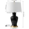 JONATHAN Y JYL4026H 29″ Traditional Yellow and Gold Ceramic Urn Table Lamp for Living Room, Classic Vintage Bedside Nightstand Lamp for Bedroom, White Linen Drum Shade, LED Bulb Included(Black)