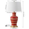 JONATHAN Y JYL4026H 29″ Traditional Yellow and Gold Ceramic Urn Table Lamp for Living Room, Classic Vintage Bedside Nightstand Lamp for Bedroom, White Linen Drum Shade, LED Bulb Included(Red/Beige)