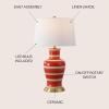 JONATHAN Y JYL4026H 29″ Traditional Yellow and Gold Ceramic Urn Table Lamp for Living Room, Classic Vintage Bedside Nightstand Lamp for Bedroom, White Linen Drum Shade, LED Bulb Included(Red/Beige)