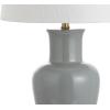 JONATHAN Y JYL4026H 29″ Traditional Yellow and Gold Ceramic Urn Table Lamp for Living Room, Classic Vintage Bedside Nightstand Lamp for Bedroom, White Linen Drum Shade, LED Bulb Included(Gray)