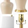 JONATHAN Y JYL4026H 29″ Traditional Yellow and Gold Ceramic Urn Table Lamp for Living Room, Classic Vintage Bedside Nightstand Lamp for Bedroom, White Linen Drum Shade, LED Bulb Included(Almond)