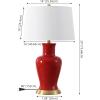 JONATHAN Y JYL4026H 29″ Traditional Yellow and Gold Ceramic Urn Table Lamp for Living Room, Classic Vintage Bedside Nightstand Lamp for Bedroom, White Linen Drum Shade, LED Bulb Included(Red)