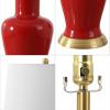 JONATHAN Y JYL4026H 29″ Traditional Yellow and Gold Ceramic Urn Table Lamp for Living Room, Classic Vintage Bedside Nightstand Lamp for Bedroom, White Linen Drum Shade, LED Bulb Included(Red)