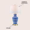 JONATHAN Y JYL4026H 29″ Traditional Yellow and Gold Ceramic Urn Table Lamp for Living Room, Classic Vintage Bedside Nightstand Lamp for Bedroom, White Linen Drum Shade, LED Bulb Included(Blue/Beige)