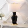 JONATHAN Y JYL4026H 29″ Traditional Yellow and Gold Ceramic Urn Table Lamp for Living Room, Classic Vintage Bedside Nightstand Lamp for Bedroom, White Linen Drum Shade, LED Bulb Included(Black)