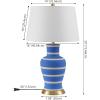 JONATHAN Y JYL4026H 29″ Traditional Yellow and Gold Ceramic Urn Table Lamp for Living Room, Classic Vintage Bedside Nightstand Lamp for Bedroom, White Linen Drum Shade, LED Bulb Included(Blue/Beige)