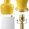 JONATHAN Y JYL4026H 29″ Traditional Yellow and Gold Ceramic Urn Table Lamp for Living Room, Classic Vintage Bedside Nightstand Lamp for Bedroom, White Linen Drum Shade, LED Bulb Included(Yellow)