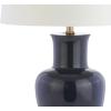 JONATHAN Y JYL4026H 29″ Traditional Yellow and Gold Ceramic Urn Table Lamp for Living Room, Classic Vintage Bedside Nightstand Lamp for Bedroom, White Linen Drum Shade, LED Bulb Included(Navy)