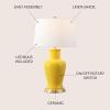 JONATHAN Y JYL4026H 29″ Traditional Yellow and Gold Ceramic Urn Table Lamp for Living Room, Classic Vintage Bedside Nightstand Lamp for Bedroom, White Linen Drum Shade, LED Bulb Included(Yellow)