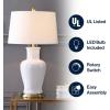 JONATHAN Y JYL4026H 29″ Traditional Yellow and Gold Ceramic Urn Table Lamp for Living Room, Classic Vintage Bedside Nightstand Lamp for Bedroom, White Linen Drum Shade, LED Bulb Included(White/Gold)