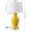 JONATHAN Y JYL4026H 29″ Traditional Yellow and Gold Ceramic Urn Table Lamp for Living Room, Classic Vintage Bedside Nightstand Lamp for Bedroom, White Linen Drum Shade, LED Bulb Included(Yellow)