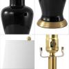 JONATHAN Y JYL4026H 29″ Traditional Yellow and Gold Ceramic Urn Table Lamp for Living Room, Classic Vintage Bedside Nightstand Lamp for Bedroom, White Linen Drum Shade, LED Bulb Included(Black)