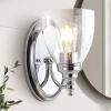 JONATHAN Y JYL7469A Oil Rubbed Bronze Vanity Light, Traditional 9″ Wall Sconce with Clear Seeded Glass Shade, Hardwired Bathroom Light Fixture for Mirror, Powder Room, Hallway, E26 Base(Chrome)