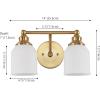 JONATHAN Y JYL7550A Farmhouse 2-Light Bathroom Vanity Light, 14″ Chrome Wall Sconce with Frosted Glass Bell Shade, Dimmable Wall Mount Fixture for Powder Room, Mirror, Kitchen, LED Bulbs Included(Brass Gold/White)