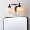 JONATHAN Y JYL7550A Farmhouse 2-Light Bathroom Vanity Light, 14″ Chrome Wall Sconce with Frosted Glass Bell Shade, Dimmable Wall Mount Fixture for Powder Room, Mirror, Kitchen, LED Bulbs Included(Oil Rubbed Bronze/White)