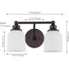 JONATHAN Y JYL7550A Farmhouse 2-Light Bathroom Vanity Light, 14″ Chrome Wall Sconce with Frosted Glass Bell Shade, Dimmable Wall Mount Fixture for Powder Room, Mirror, Kitchen, LED Bulbs Included(Oil Rubbed Bronze/White)