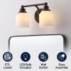 JONATHAN Y JYL7550A Farmhouse 2-Light Bathroom Vanity Light, 14″ Chrome Wall Sconce with Frosted Glass Bell Shade, Dimmable Wall Mount Fixture for Powder Room, Mirror, Kitchen, LED Bulbs Included(Oil Rubbed Bronze/White)